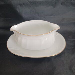 Mikasa Wedding Band Gold Gravy Boat and Underplate Set Fine China